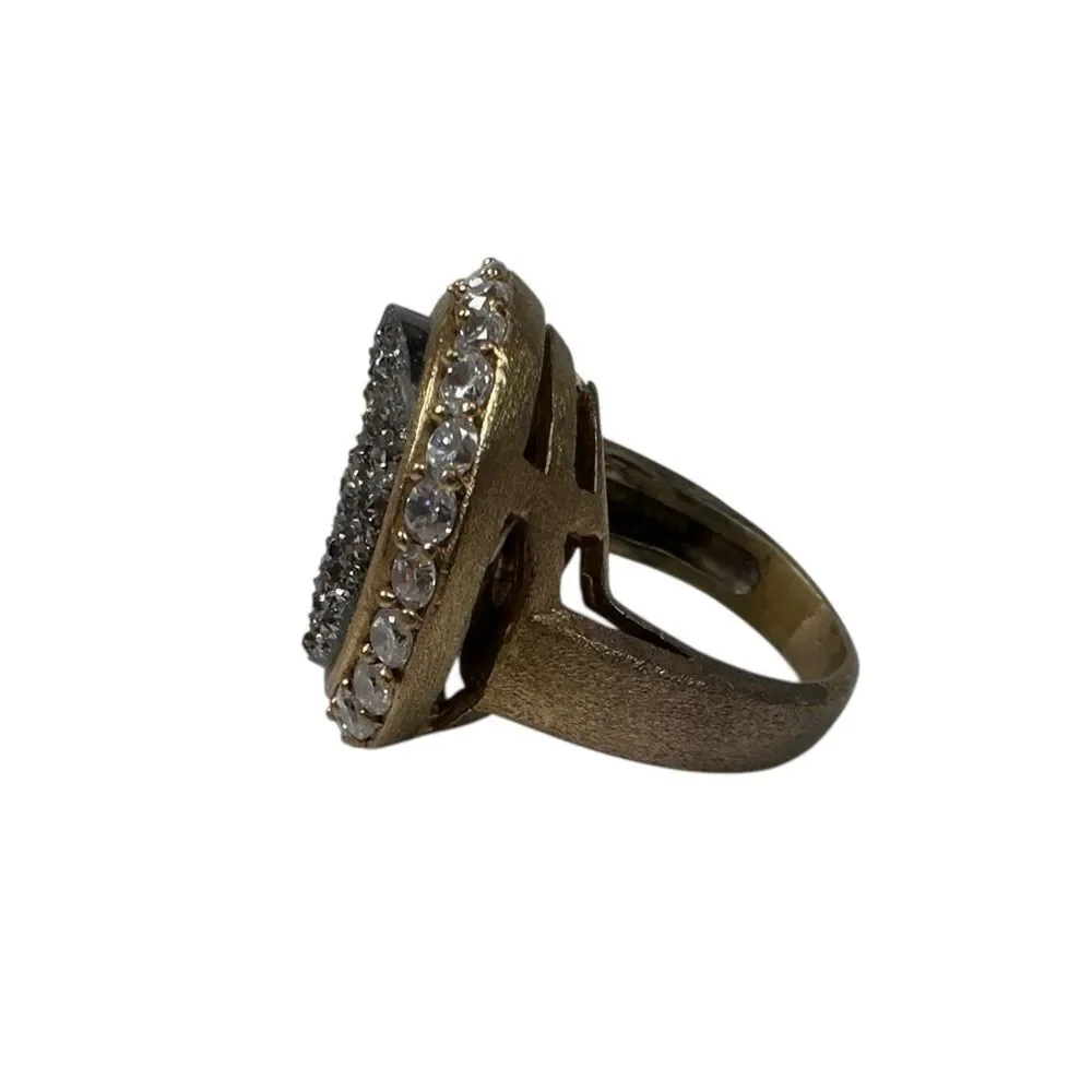 Vintage Druzy Ring 18K Plated Womens Size 4.5